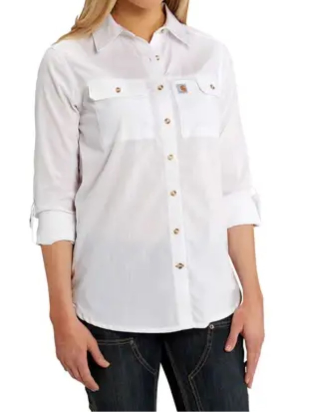 Carhartt Force Ridgefield Women’s White Button-Down Utility Shirt Small